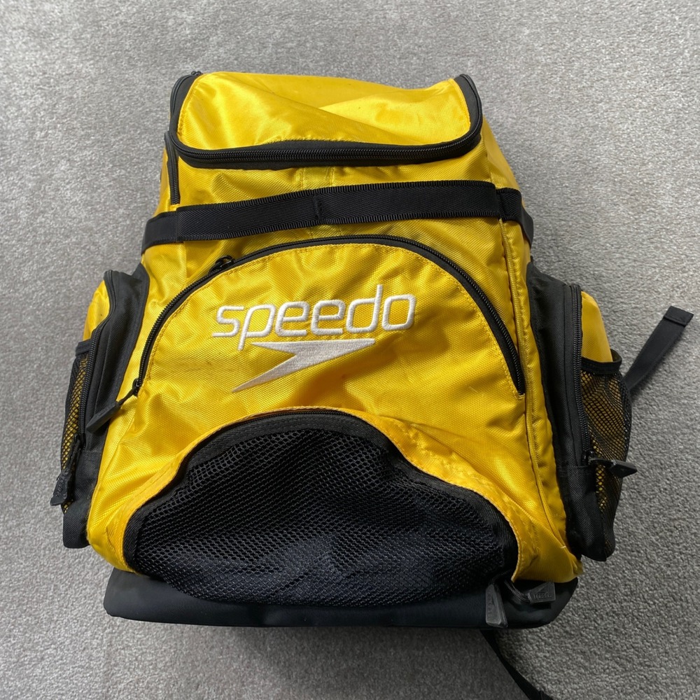 Speedo Teamster Backpack Large Yellow Black Swimming Gear Sport Bag